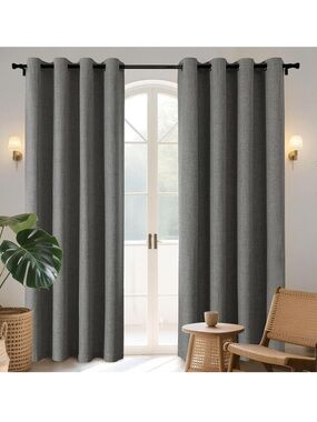 Grey Blackout Curtains 84 Inches Long 2 Panels